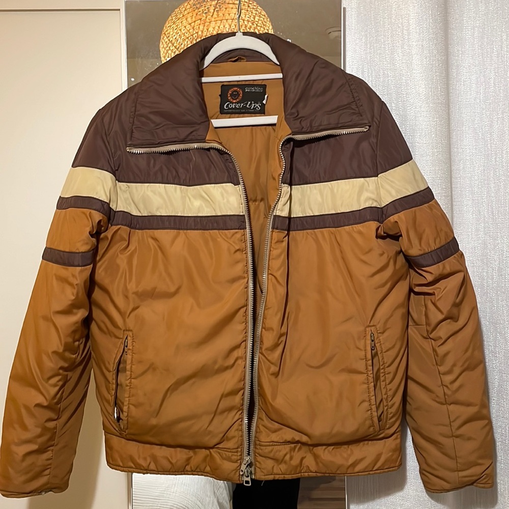 Vintage 70’s Sunshine CoverUps puffer jacket medium orange and brown